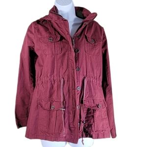 Women's E&M Maroon Hooded Utility Jacket Size S